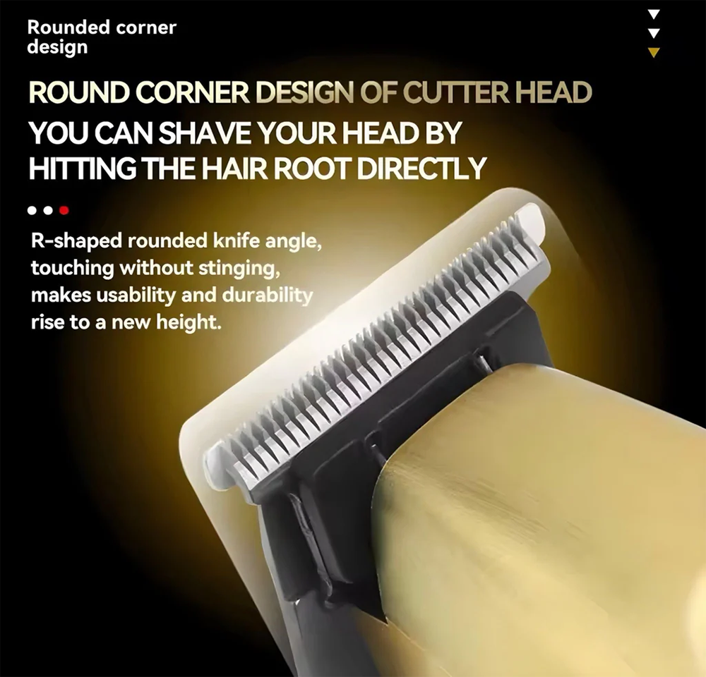 ماكينة حلاقة شعر كيمي لاسلكية للرجال ، شاشة ال سي دي ،  قابلة لاعادة الشحن ، مقاومة للماء ، جولد ، KM-2359