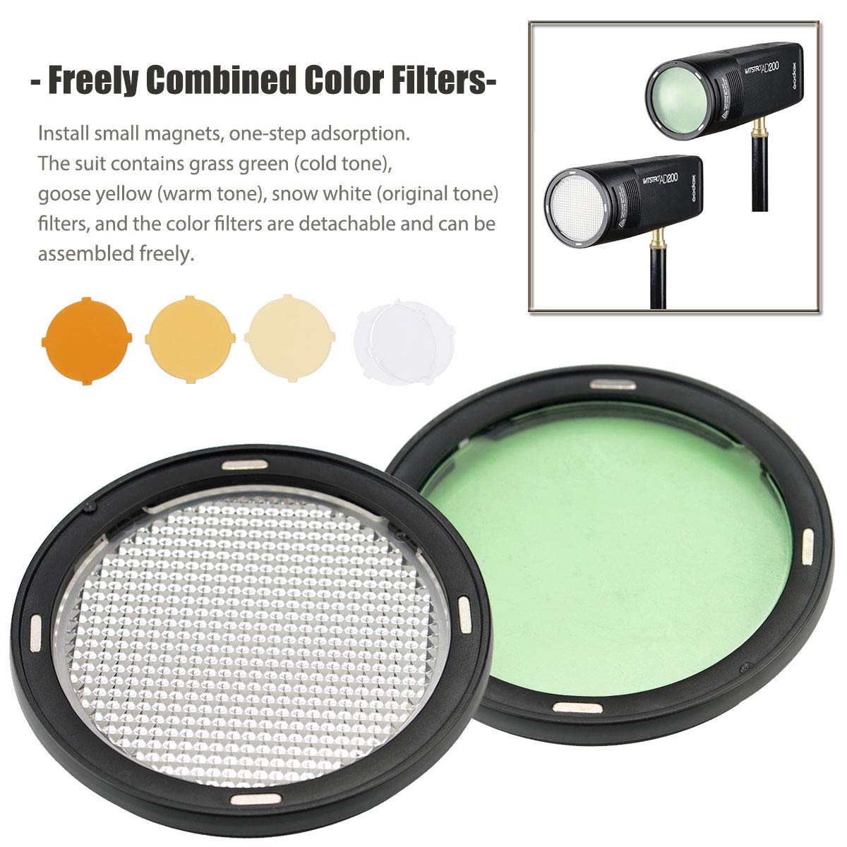 ملحقات فلاش كاميرا جودوكس دائرية،  ملحقات إضاءة محمول، أسود  AK-R1