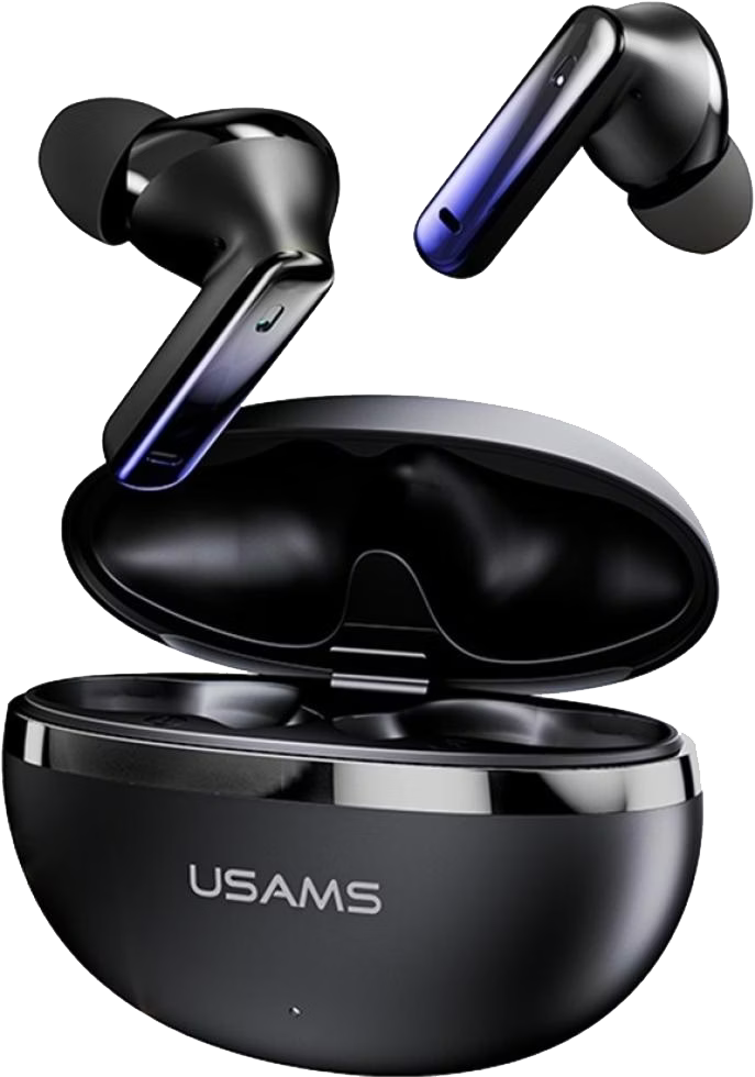 سماعة أذن لاسلكية USAMS ECHO E02 ، بلوتوث V5.3 ، خاصية تقليل الضوضاء النشط ، تقنية ENC-ANC، أسود ، BHAJE0201