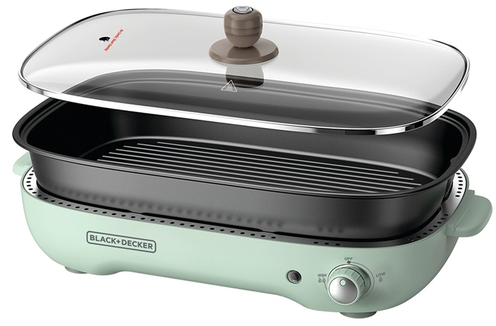 شواية كهربائية بلاك اند ديكر، 1400وات ، 4 لتر ، مع غطاء بايركس ، أسود x مينت جرين ، GMF1400 ، (ضمان انسيا) - (ضمان الوكيل)