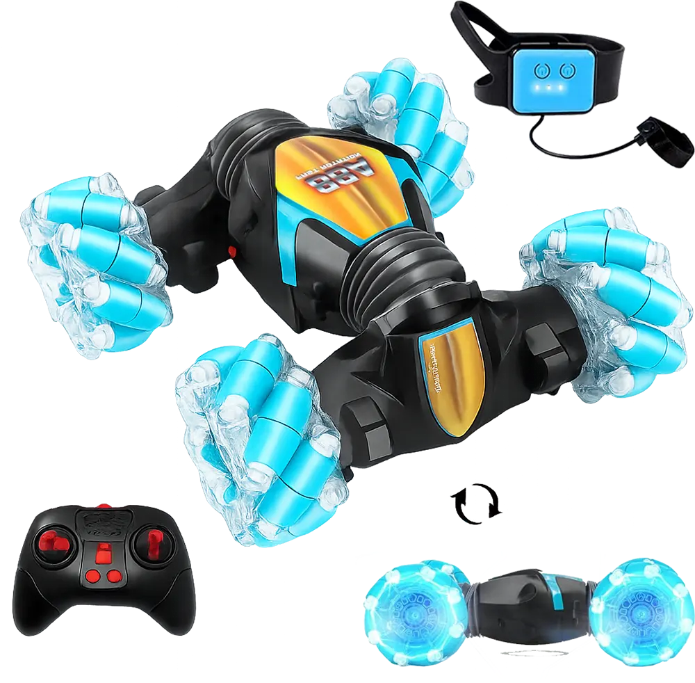 سيارة ريموت بهلوانية رباعية الدفع، ساعة تحكم بالإيماءات، ريموت كنترول 2.4 ghz، نطاق تحكم 50 متر، إضاءة مدمجة، CV8818-88C