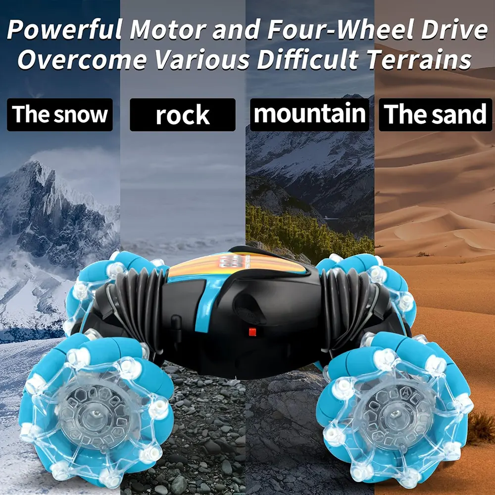 سيارة ريموت بهلوانية رباعية الدفع، ساعة تحكم بالإيماءات، ريموت كنترول 2.4 ghz، نطاق تحكم 50 متر، إضاءة مدمجة، CV8818-88C