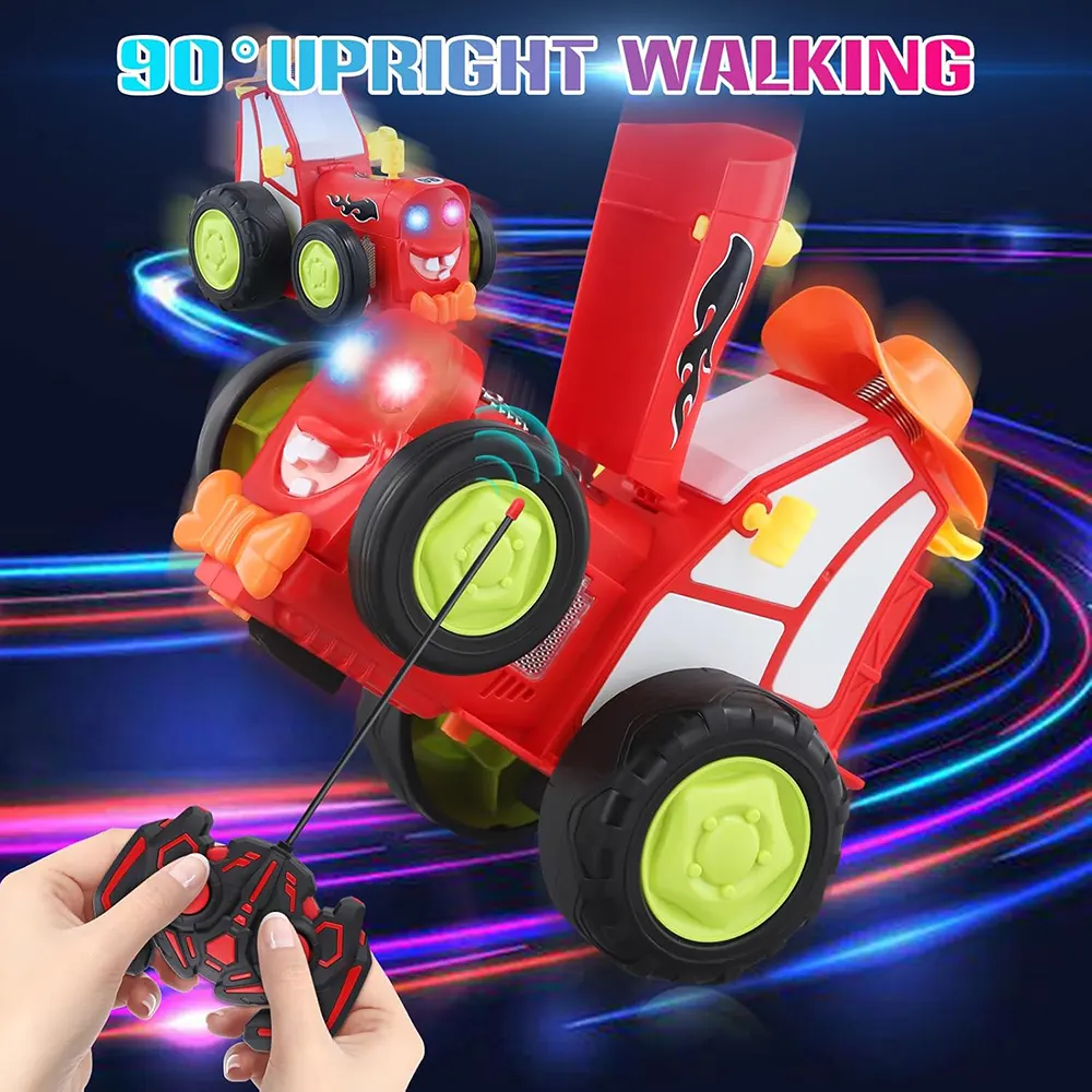 لعبة سيارة قفز مجنونة بريموت تحكم، صوت وضوء مدمجين، دوران 360 درجة، ألوان متعددة، SH2026