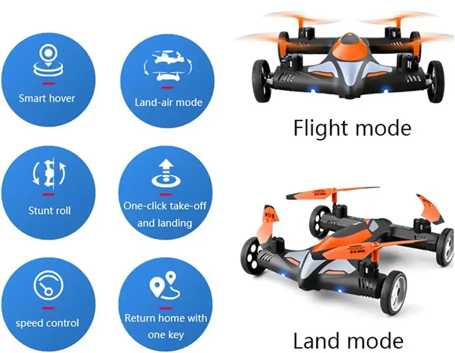 لعبة سيارة طائرة، تعمل بريموت تحكم عن بعد، أضاءة ليد، دوران 360 درجة، قابلة لإعادة الشحن، ألوان متعددة، HHJ321