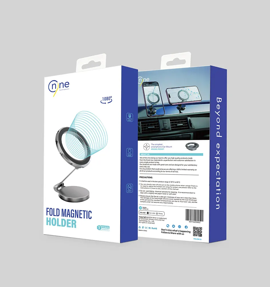 Nine Magnetic Car Phone Holder, 1080° Foldable, Vibration-Resistant