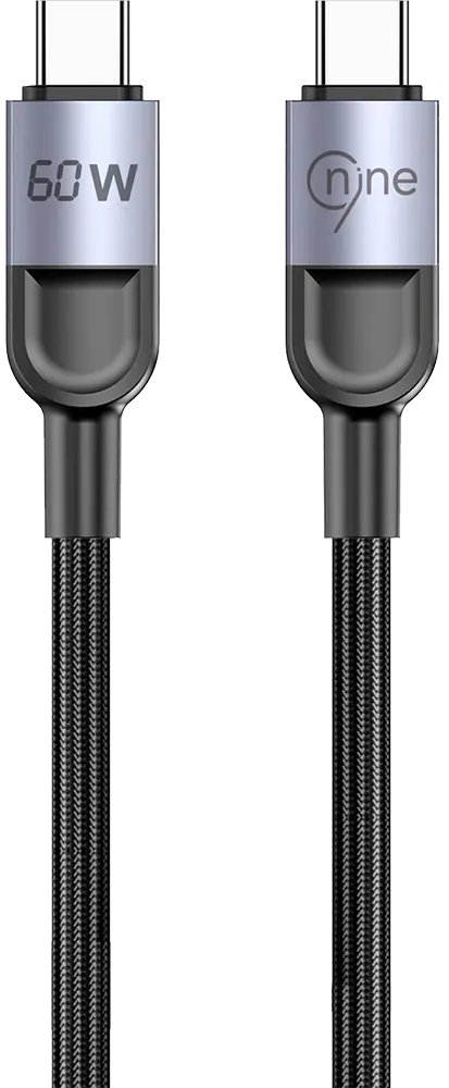 كابل شحن سريع ناين الترا ستارلينك، 60 وات، 1 متر، من type-c الى type-c، أسود