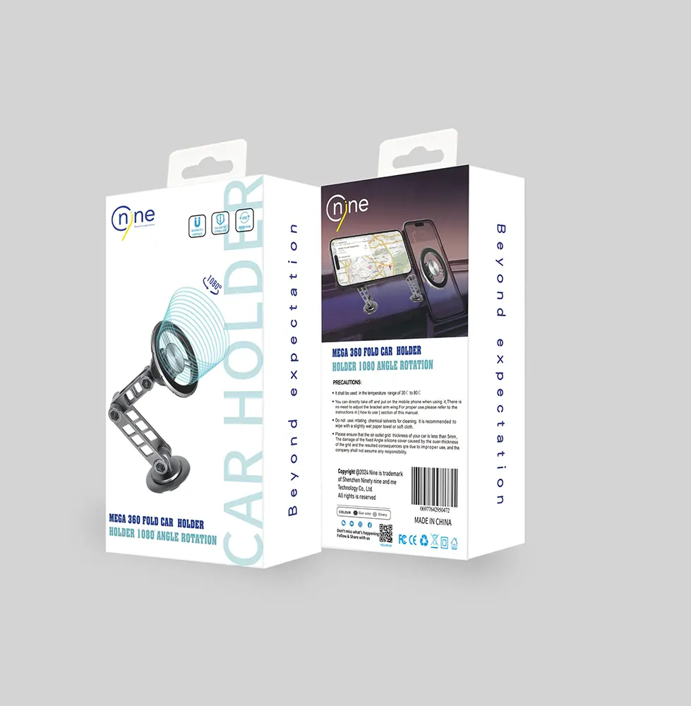 Nine Magnetic Car Phone Holder, Foldable, 1080 Rotation Angle