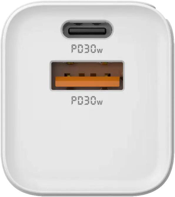 شاحن سريع ناين جان لايت باور، 30 واط، منفذين، منفذ usb-a، منفذ usb-c، أبيض، C44