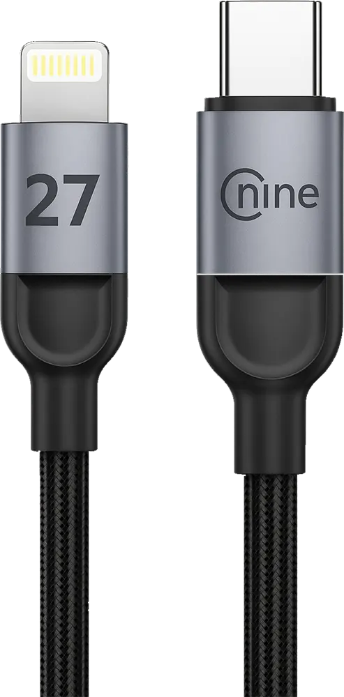 كابل شحن سريع ناين الترا ستارلينك، 27 وات، 1 متر، من type-c الى lightning، أسود