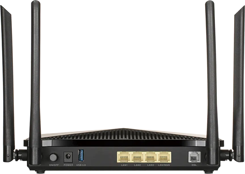 راوتر و مودم لاسلكي AC1200 من دي لينك ، ثنائي النطاق ، 4 أنتنة ، VDSL2-ADSL2 ، أسود ، DSL-245GE