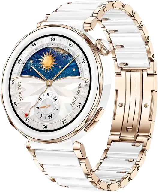 ساعة هواوي GT 5 PRO الذكية ، 42 ملم ، شاشة AMOLED ، بلوتوث ، مقاومة للماء ، سوار سيراميك أبيض ، JNA-B29