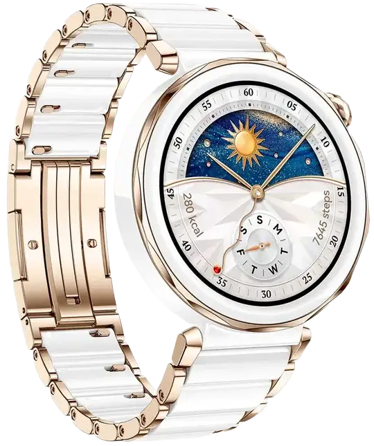 ساعة هواوي GT 5 PRO الذكية ، 42 ملم ، شاشة AMOLED ، بلوتوث ، مقاومة للماء ، سوار سيراميك أبيض ، JNA-B29