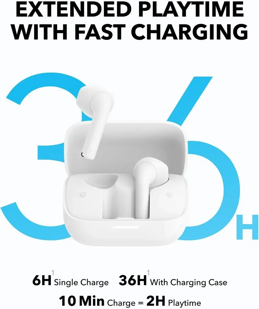 سماعات أذن انكر ساوند كور K20i ، بلوتوث 5.3 ، خاصية إلغاء الضوضاء ، مقاومة للماء IPX5 ، أبيض، A3994H21