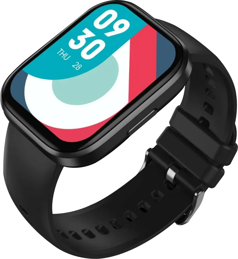 ساعة بادي الذكية برايم V6، شاشة لمس LCD مقاس 1.96 بوصة، بلوتوث V5.0، مقاومة للماء IPX7، بطارية 300 مللي أمبير، سوار مطاطي، لون أسود