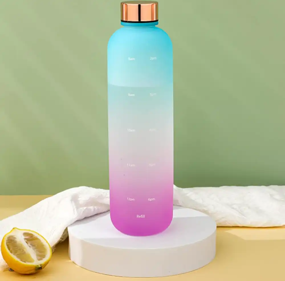 زجاجة مياه رياضية بلاستيك، 1 لتر، غطاء استانلس، 4271