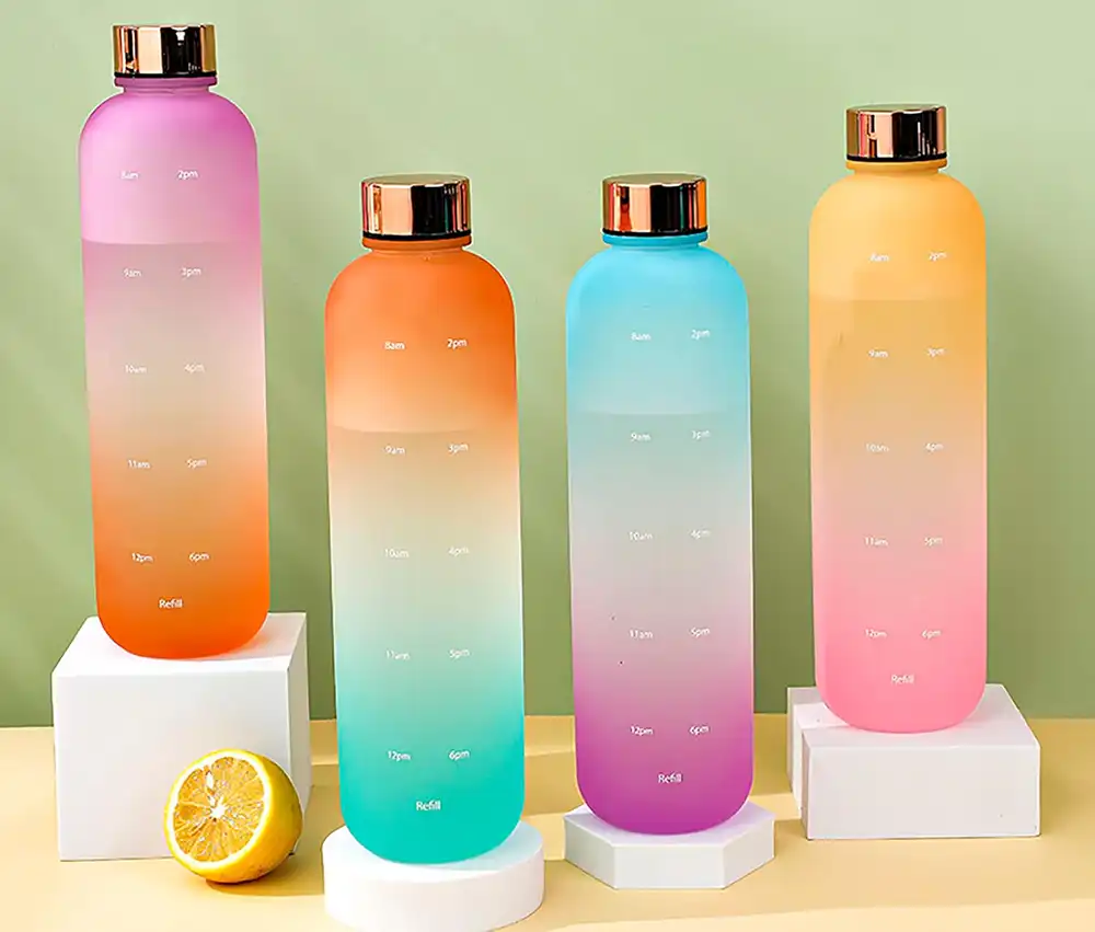 زجاجة مياه رياضية بلاستيك، 1 لتر، غطاء استانلس، 4271