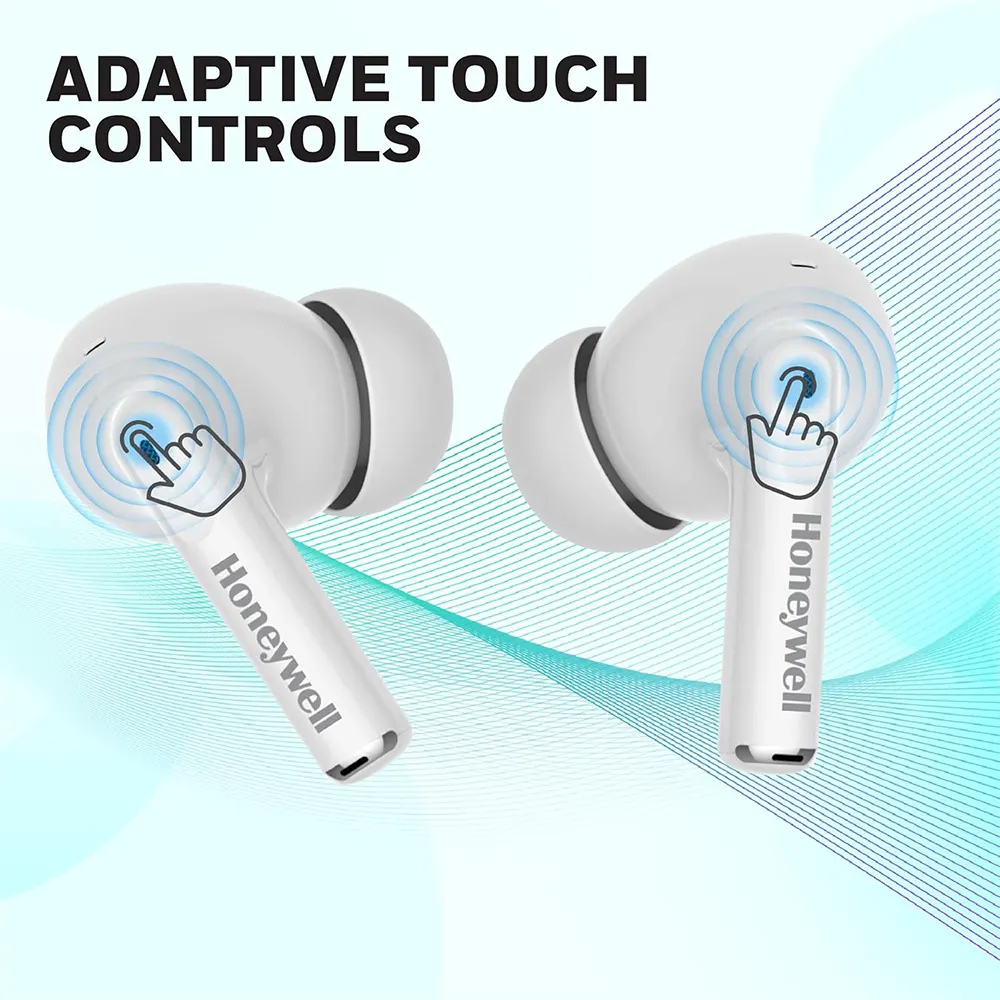 سماعة أذن لاسلكية هانيويل، بلوتوث 5.3، مقاومة للماء ipx4، وقت تشغيل 26 ساعة، شحن سريع، أبيض، V1200