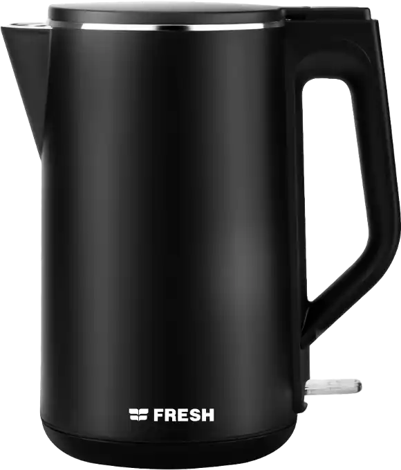 Fresh Stainless Electric Water Kettle , 1.7 Litre, 2000 Watt, Double Stainless Steel, Black, FDK-17B Code 18969