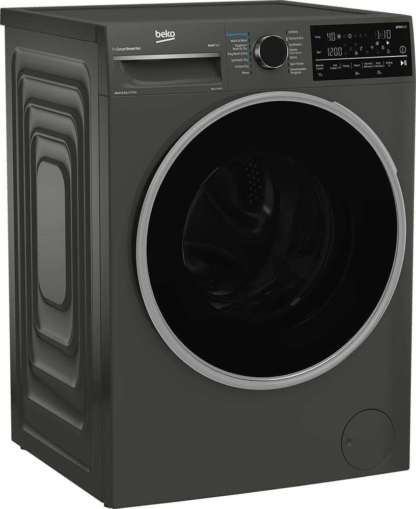 غسالة ملابس فول اوتوماتيك بيكو ، تحميل أمامي ، 12 كيلو بمجفف 8 كيلو ، 1400 لفه ، شاشة ديجيتال ، تكنوليوجيا الأنفرتر ، رمادى ، BWD12840MCI