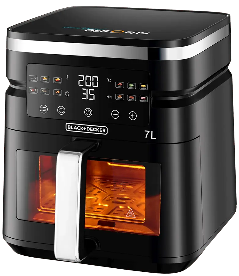 قلاية هوائية بلاك اند ديكر 12×1 ، 1800 وات ، 7 لتر ، شاشة ديجيتال تعمل باللمس ، أسود ، AF7010 ، (ضمان انسيا) (ضمان الوكيل)