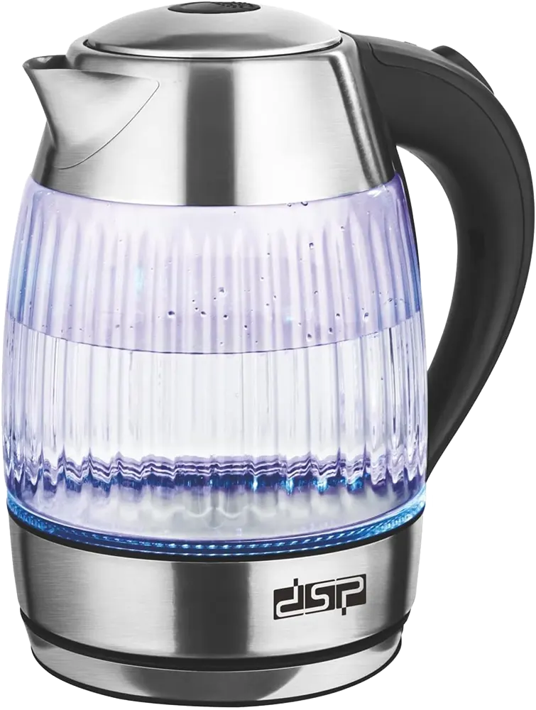 غلاية مياه كهربائية دي اس بي، 2200 وات ،1.8 لتر، اضاءة led، زجاج مضلع، سيلفر*اسود، KK1269