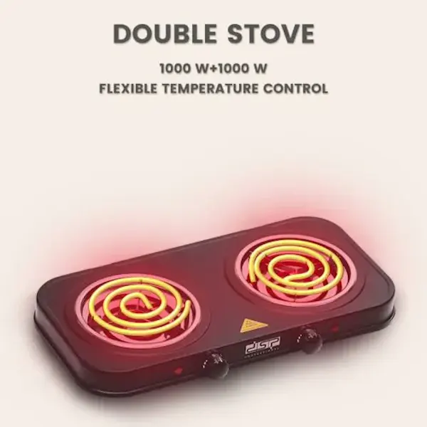 بوتجاز مسطح كهربائي دي اس بي، 2 عين، 1000 وات + 1000 وات، أسود، KD 4055