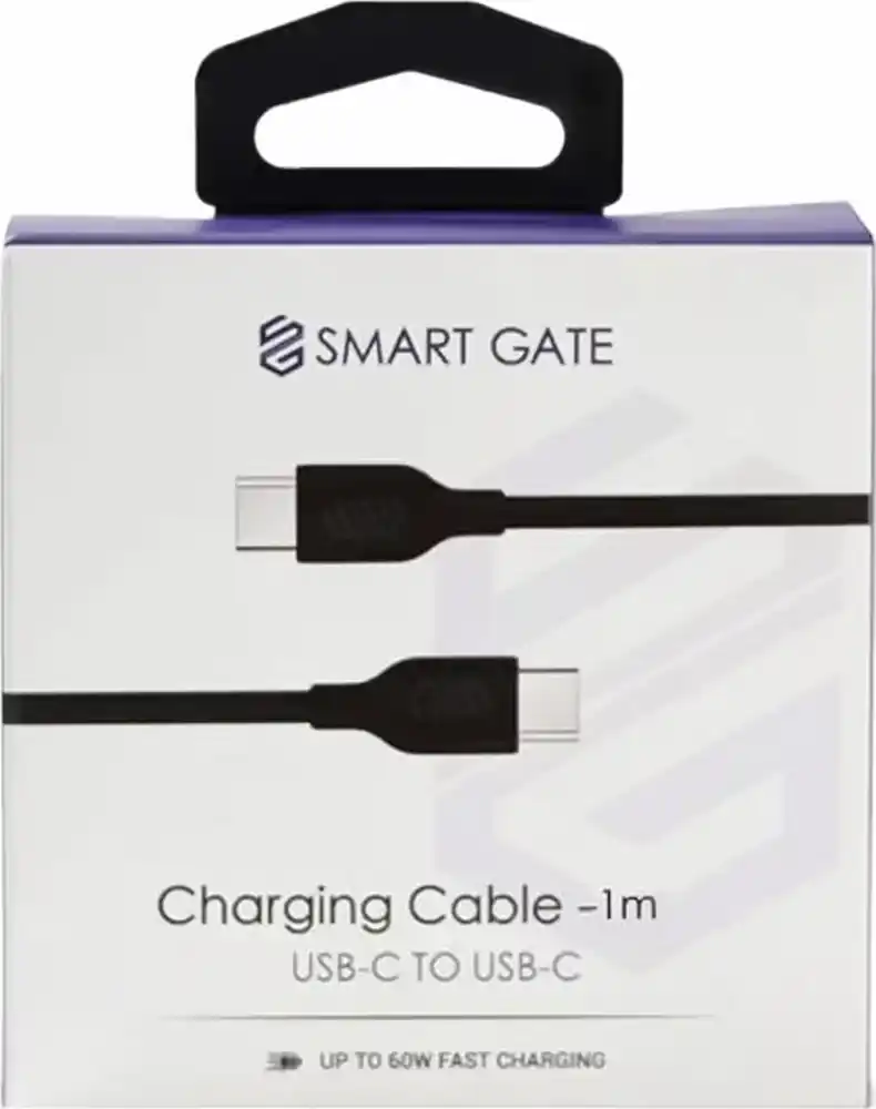 كابل شحن سمارت جيت, بطول 1 متر , USB-C إلى USB-C ,بقوة 60 وات SGCA , أسود , PCCF100B