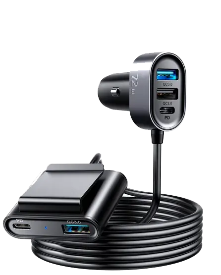 شاحن سيارة من جوي روم ،شحن سريع ، 78 وات ، متعدد المنافذ ، طول  الكابل 1.5 متر ، اسود ، JR-CL05