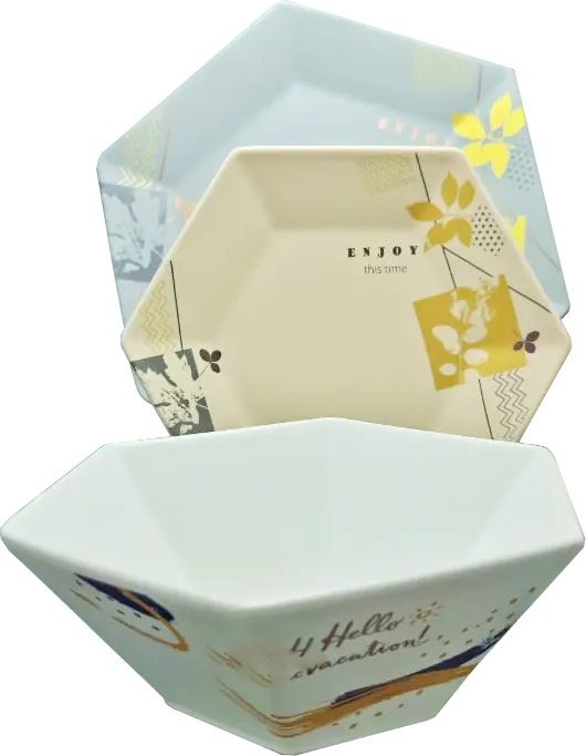 طقم عشاء بورسلين، 35 قطعة، مضلع، ألوان متعددة، WB12