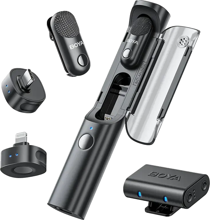 ميكروفون لاسلكي بويا ماجيك 02، تقليل الضوضاء بالذكاء الاصطناعي، تردد 2.4 جيجاهرتز، نطاق 100 متر، متعدد الاستخدامات، أسود