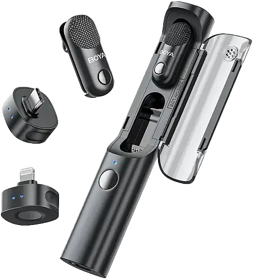ميكروفون لاسلكي بويا ماجيك 04، تقليل الضوضاء بالذكاء الاصطناعي، تردد 2.4 جيجاهرتز، نطاق 100 متر، متعدد الاستخدامات، أسود