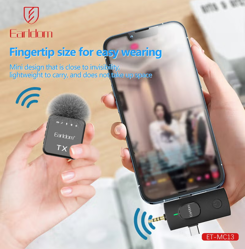 ميكروفون لاسلكي  إيرلدوم 3-1 ، وظيفة إلغاء الضوضاء ، مدخل تايب سي ، أسود ، ET-MC13