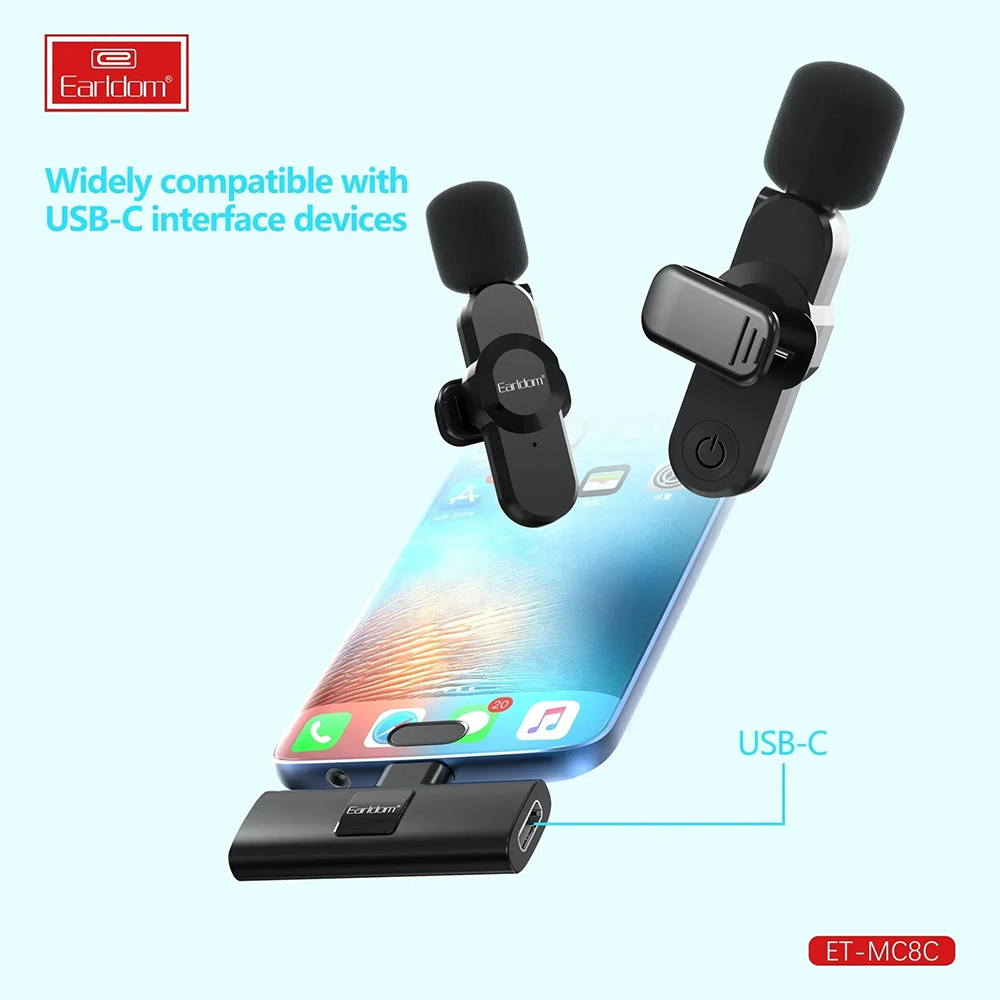 ميكروفون لاسلكي إيرلدوم ، خاصية تقليل الضوضاء ، منفذ لايتنينج ، أسود ، ET-MC8L