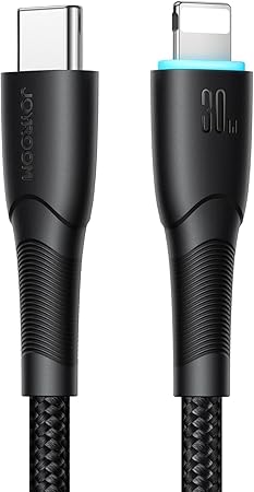 كابل بيانات  جوي روم شحن سريع ، من (Type-C إلى Lightning) ، 30 وات ، بطول 1 متر، أسود ، S-A32