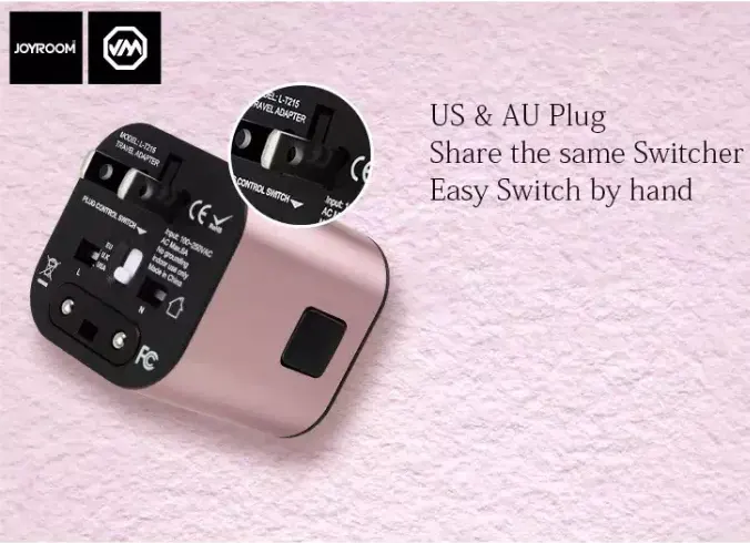 شاحن  جوى روم  الذكي متعدد الوظائف ، 3.2 امبير ،  منفذين للشحن ، جولدن روز ،  L-T215