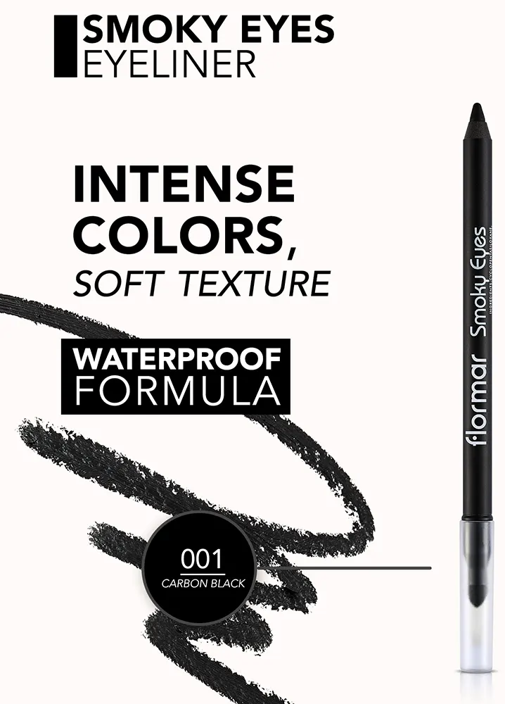 ايلاينر سموكي مقاوم للماء من فلورمار، 001 كاربون بلاك
