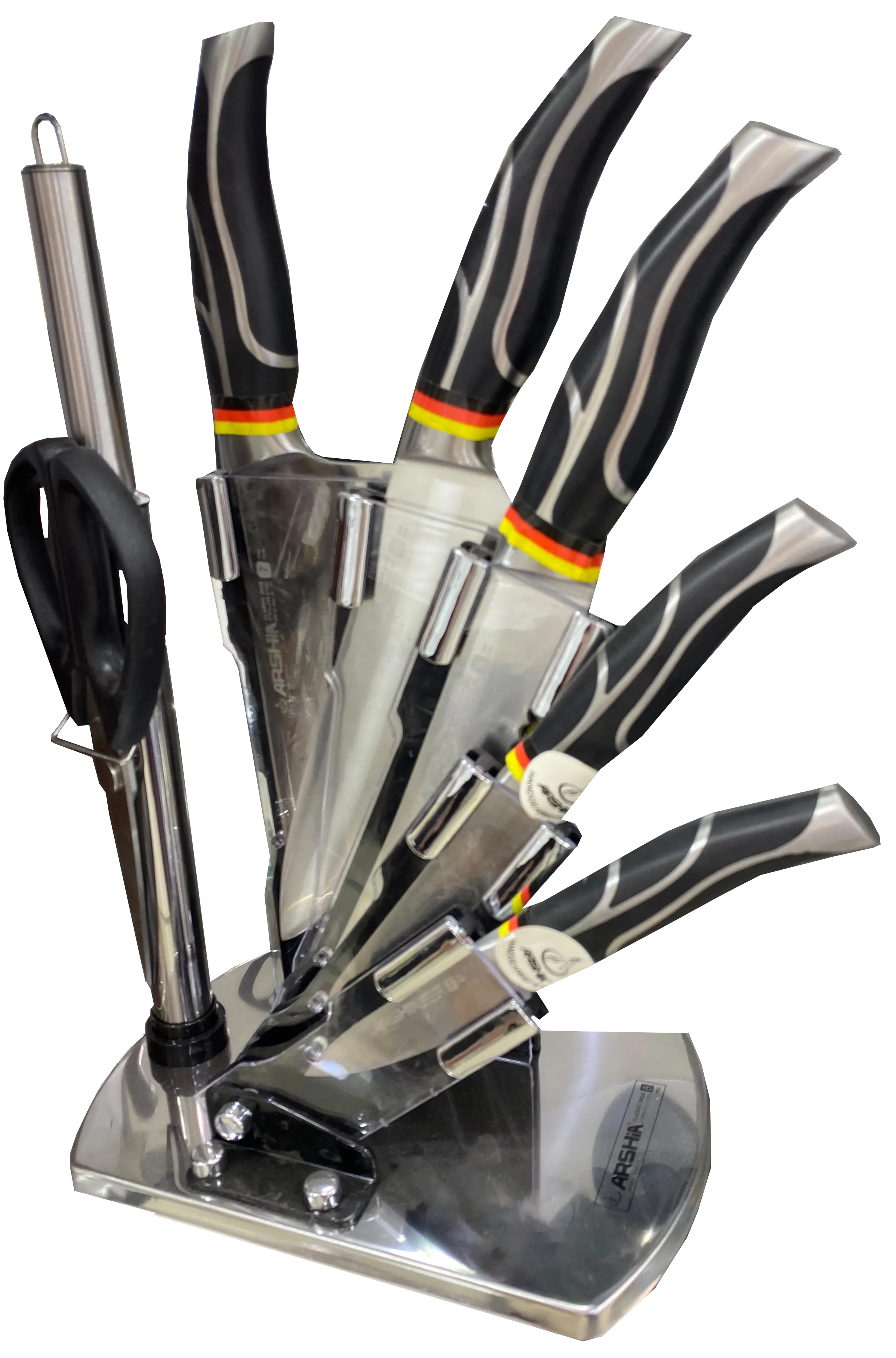 طقم سكاكين مروحة  ستانلس ستيل من  ارشا ، 8 قطع