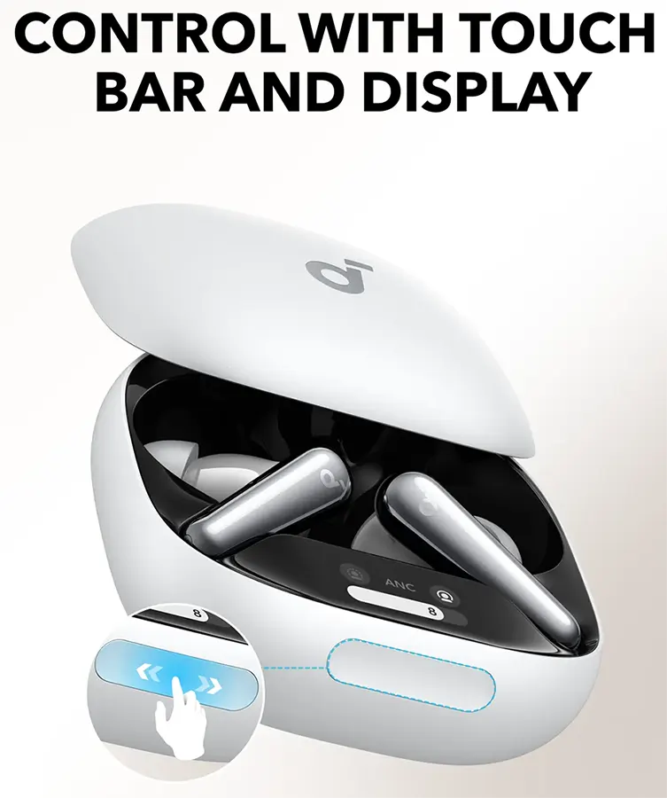 سماعات أذن أنكر ساوندكور ليبرتي 4 برو ، خاصية إلغاء الضوضاء ، شريط تحكم باللمس ، مقاومة للماء ، ابيض، A3954H21