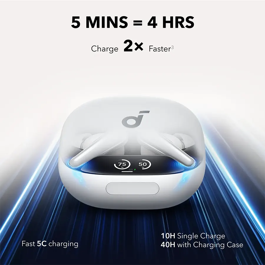 سماعات أذن أنكر ساوندكور ليبرتي 4 برو ، خاصية إلغاء الضوضاء ، شريط تحكم باللمس ، مقاومة للماء ، ابيض، A3954H21