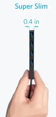 موزع وصلات أنكر الترا سليم ، أربعة منافذ USB 3 ، اسود ، A7516016