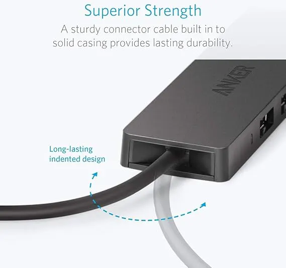 موزع وصلات أنكر الترا سليم ، أربعة منافذ USB 3 ، اسود ، A7516016