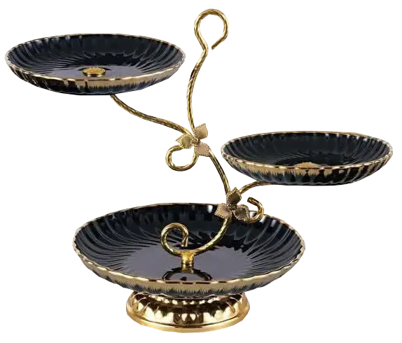 شيالة بورسلين ، 3 دور ، اسود في اطار جولد ، 162-4