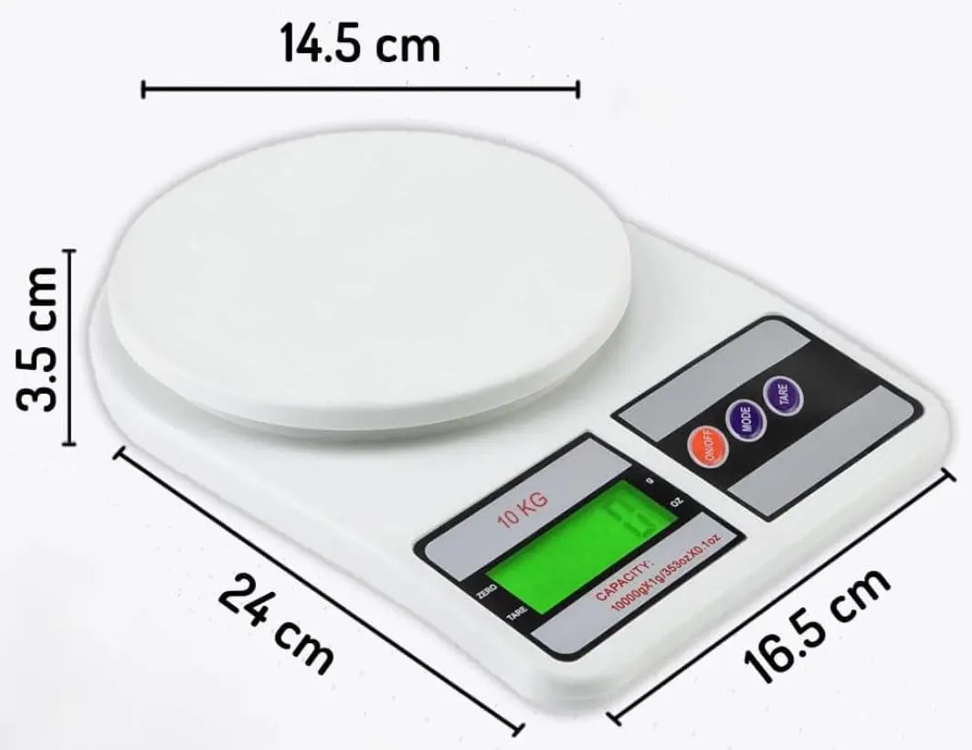 Digital Kitchen Scale, 10 Kg, White, Y-7