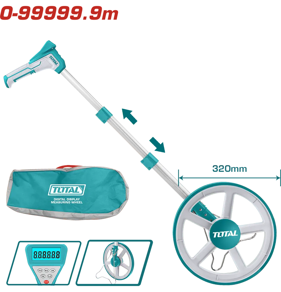 عجلة قياس ديجيتال توتال ، 99,999.9 متر ، ازرق ، TMT19923