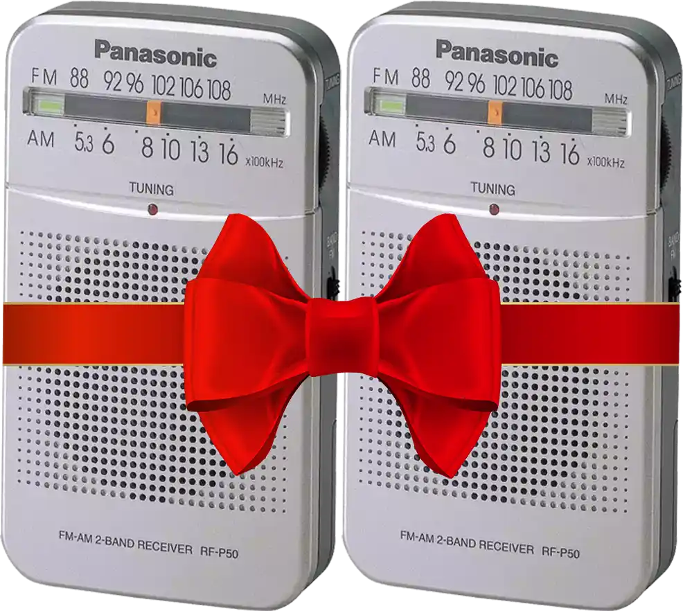 جهاز راديو باناسونيك صغير ، FM\AM ، يعمل بالحجارة ، صوت عالي نقي، منفذ سماعة أذن ، فضي ، RF-P50