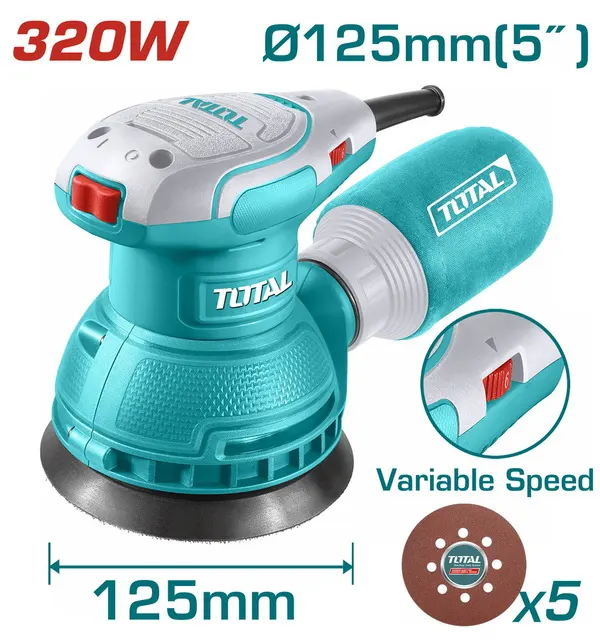 Total Circular Sander, 320 Watt, 5 Inch, 6 Speeds, TFH-2131256