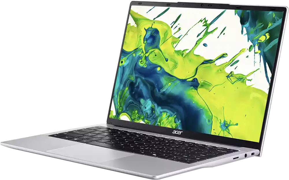 لابتوب أيسر أسباير لايت 14 AL14-32P-33PR، معالج إنتل كور 3 N355، رامات سعة 8 جيجابايت، هارد ديسك SSD سعة 512 جيجابايت، شاشة WUXGA مقاس 14 بوصة، كارت شاشة إنتل فائقة الدقة، نظام التشغيل ويندوز 11 هوم، لون فضي فاتح