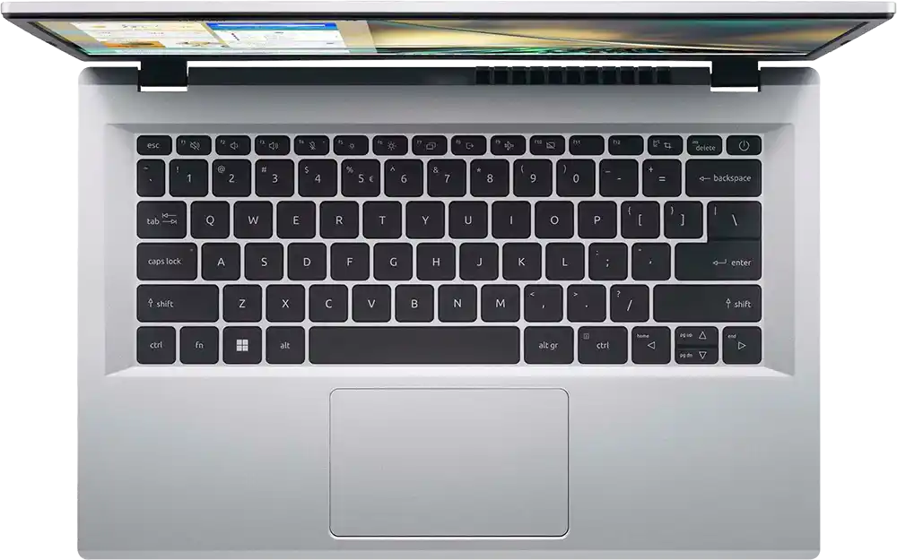 لابتوب أيسر أسباير لايت 14 AL14-32P-33PR، معالج إنتل كور 3 N355، رامات سعة 8 جيجابايت، هارد ديسك SSD سعة 512 جيجابايت، شاشة WUXGA مقاس 14 بوصة، كارت شاشة إنتل فائقة الدقة، نظام التشغيل ويندوز 11 هوم، لون فضي فاتح