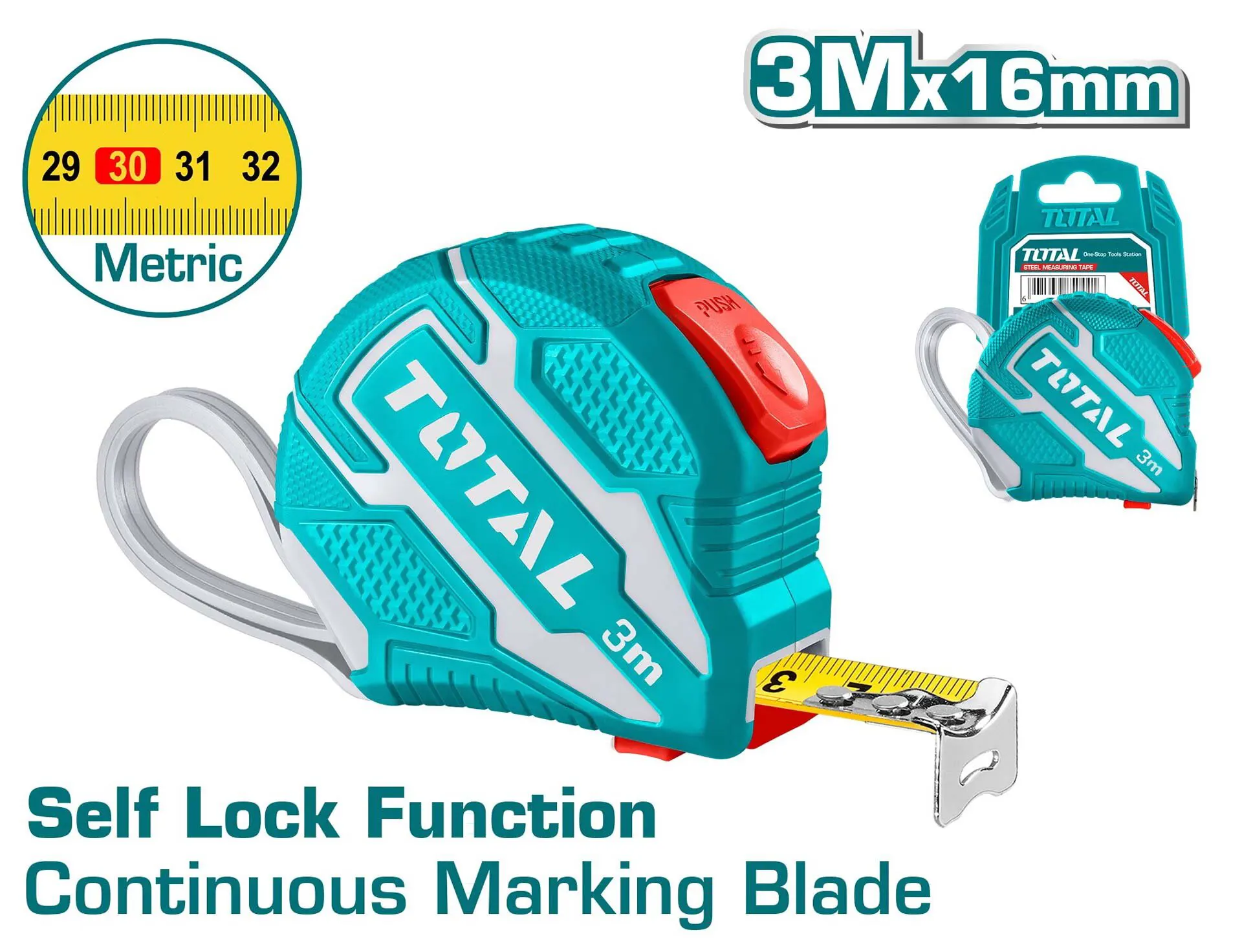 متر قياس سيلف لوك توتال تولز ، 10 متر ، ازرق ، TMT1262101M