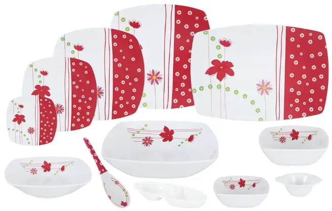 طقم ميلامين مربع ، 38 قطعة